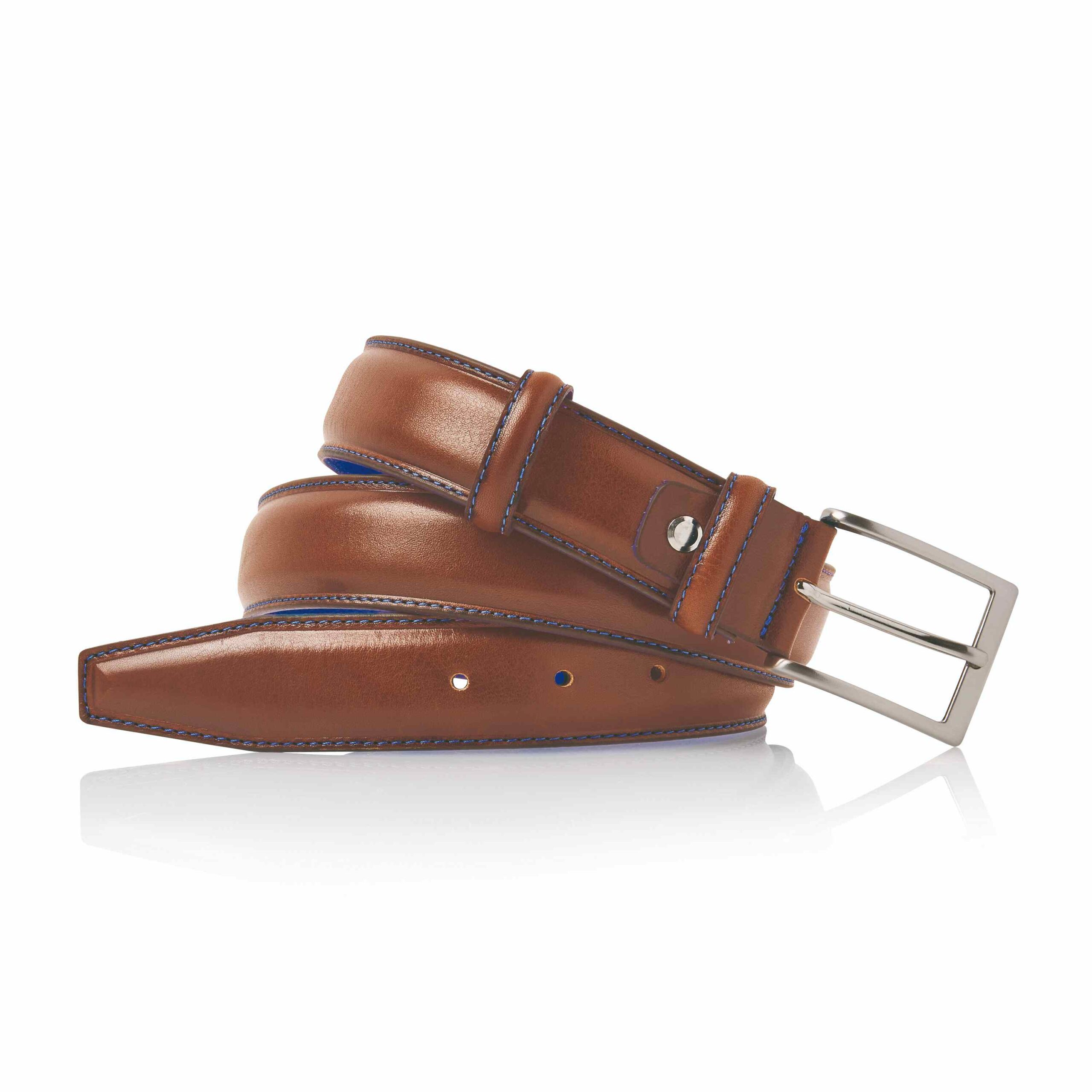Danny Brandy College Leather-compressed Ceinture italienne marron clair par jeff le tailleur de grenoble